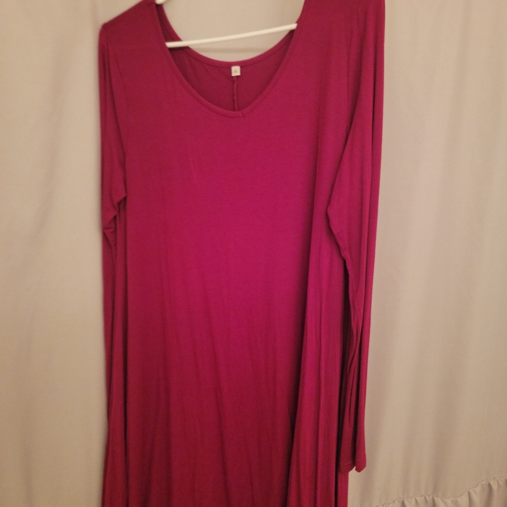 Red Long Sleeve T-Shirt Dress